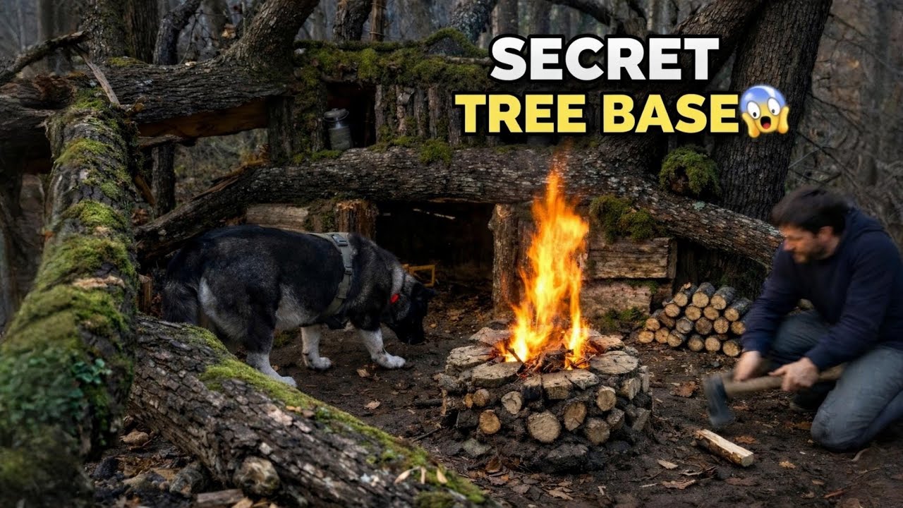 Building a Secret Dugout in a Large Tree Stump Survival Skills.
