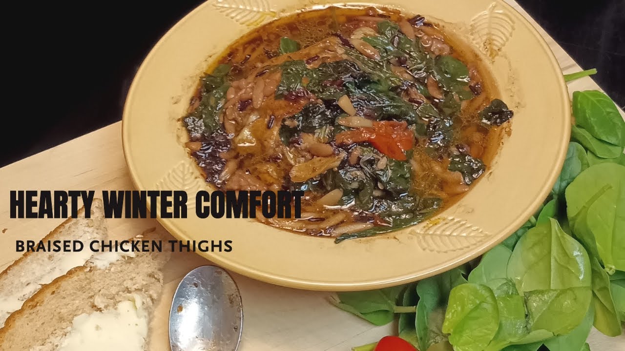 ❄️ Hearty Winter Braised Chicken Thighs with Black Wild Rice & Orzo