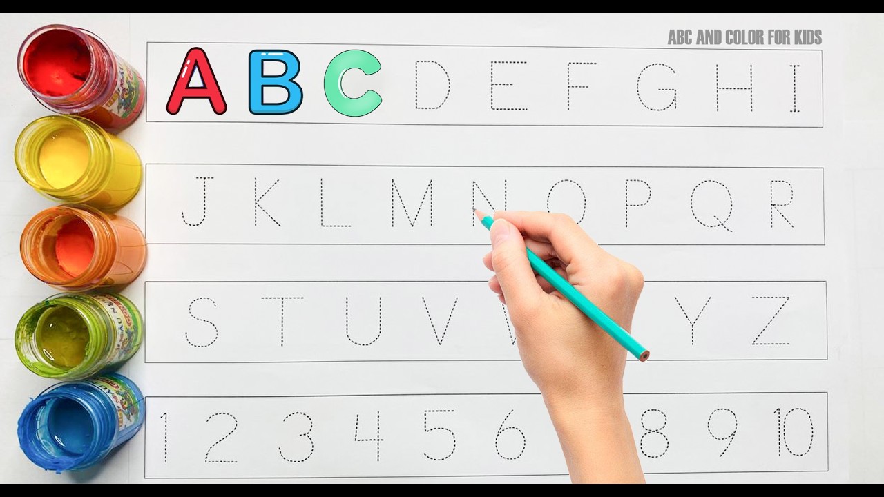 Alphabet.ABC song.abcd.a to z.kids rhymes.collection for writing along dotted lines for todder