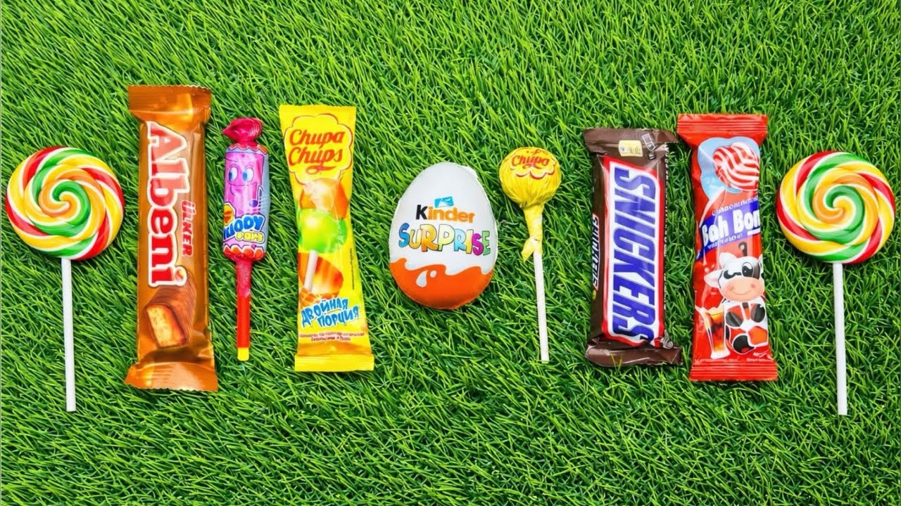 ASMR Most Popular Candys / some lost of colourful rainbow lollipop candy / unpacking chocolate eat