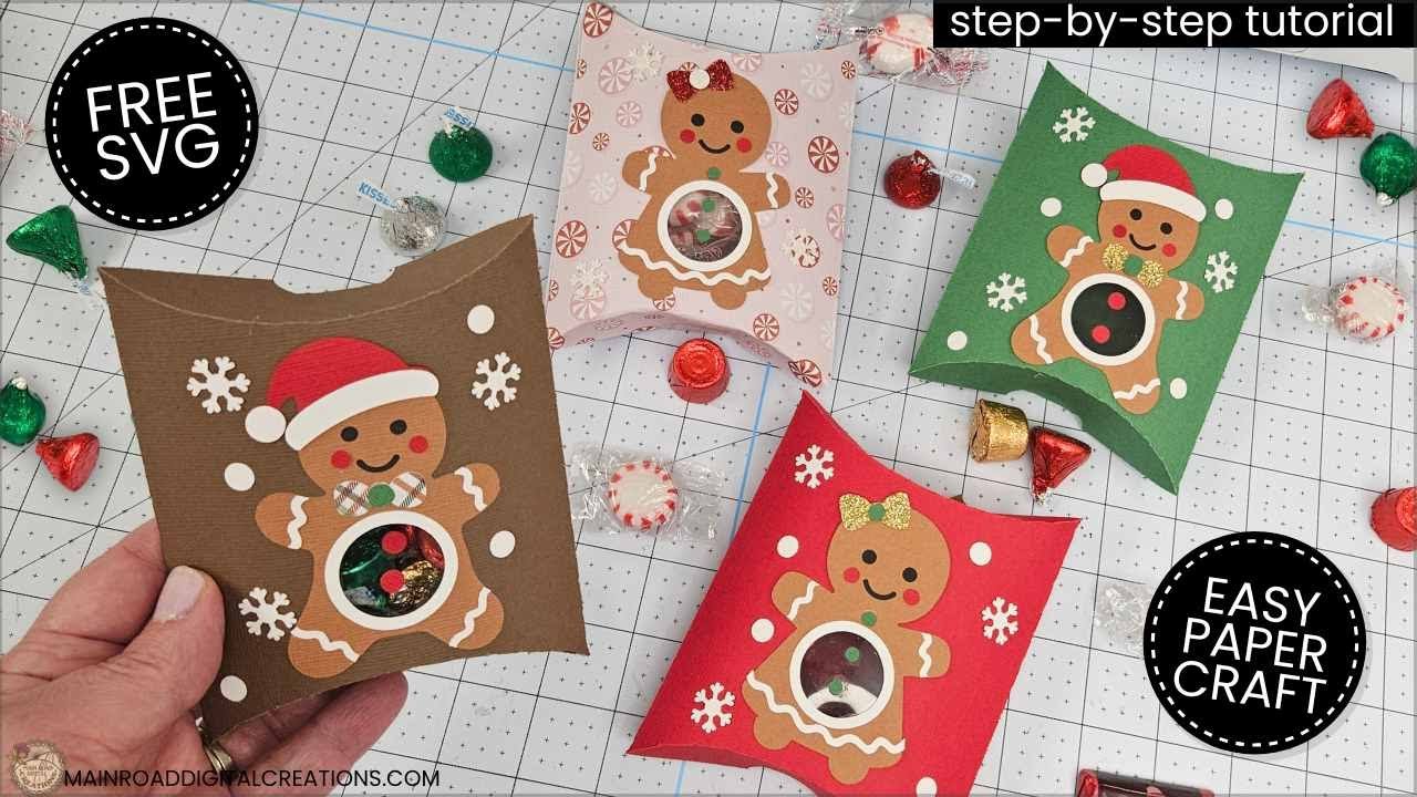 Как сделать рождественские коробочки-подушки с помощью Cricut | Бесплатная SVG-модель коробочки-п...