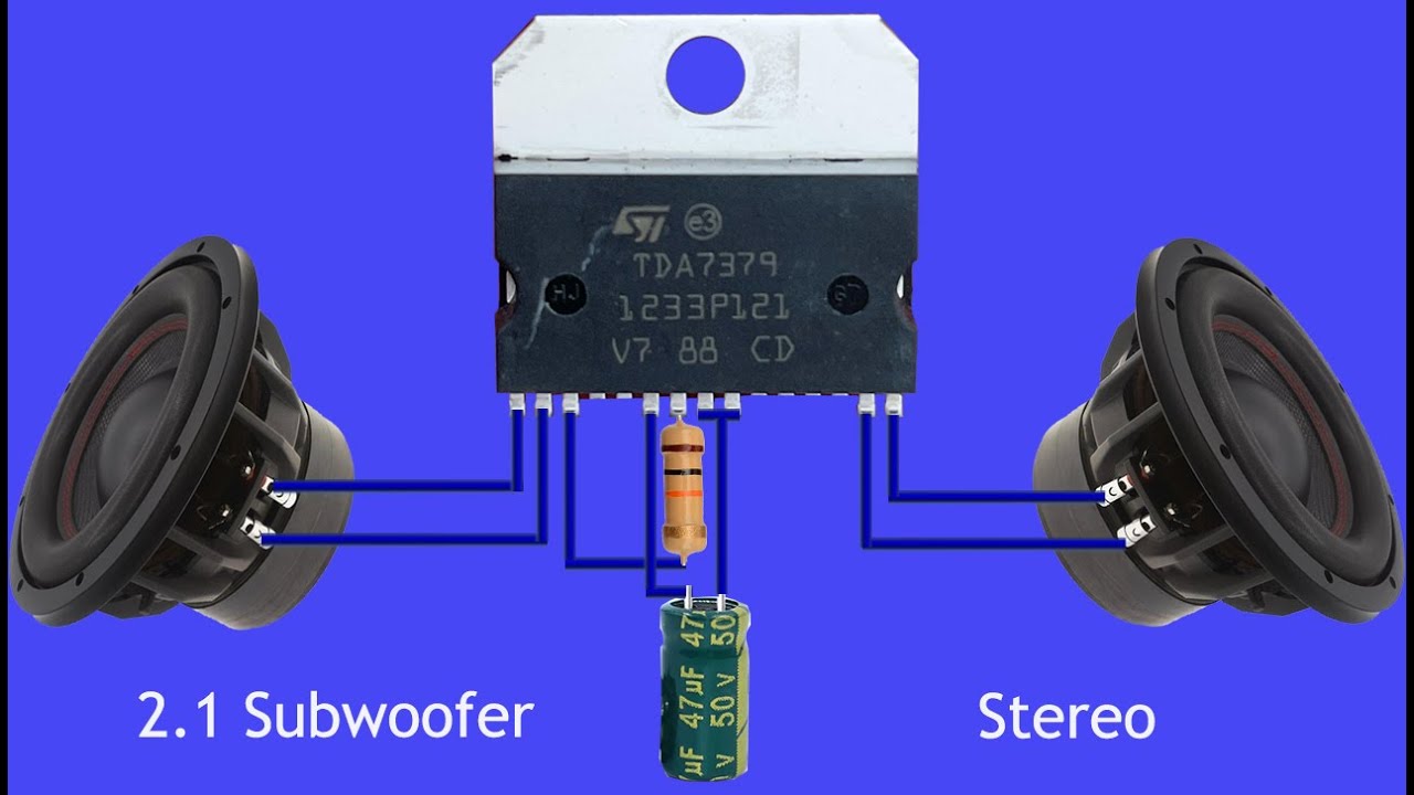 DIY 2.1 Subwoofer  Powerful Stereo Amplifier, How to Make Subwoofer Amplifier Stereo With TDA7379