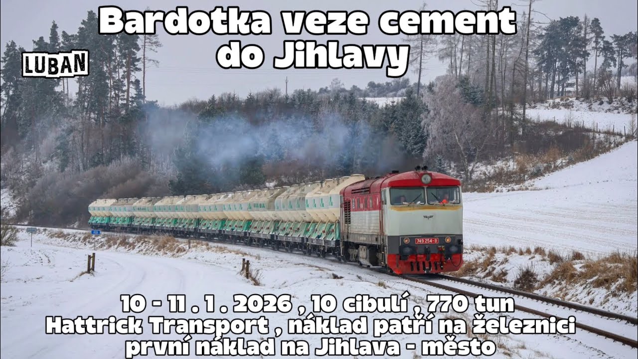 Bardotka veze cement do Jihlavy , 10 a 11.1.2026 , Hattrick transport , Zamračená veze Rajky