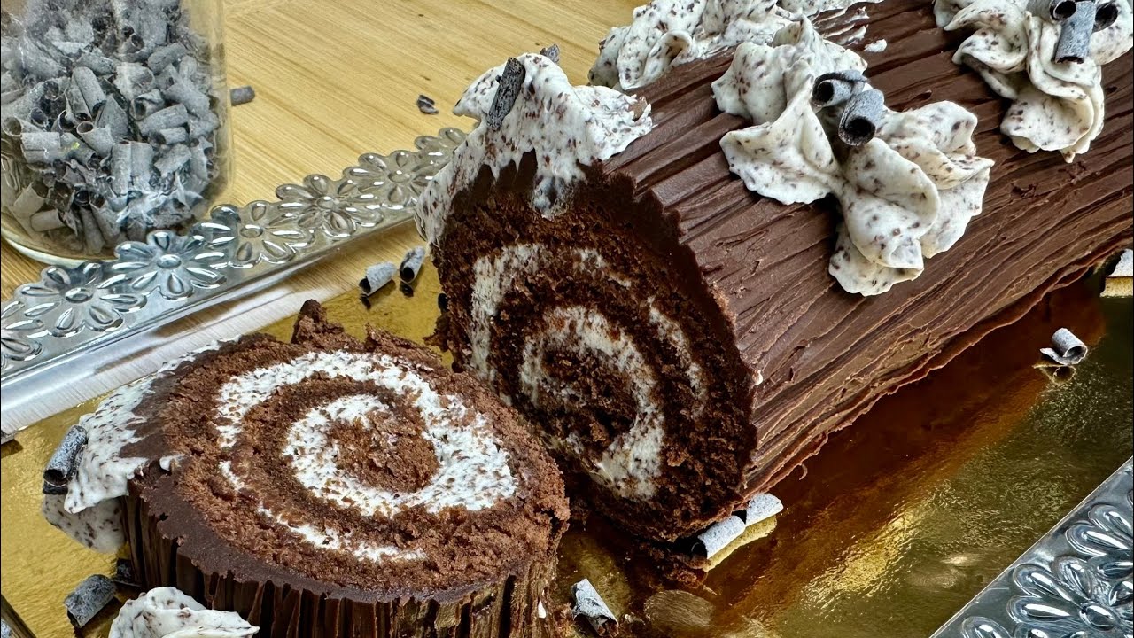 Bûche Roulée INRATABLE Chocolat & Crème stracciatella 🍫🤤 Facile et peu d’ingrédients!