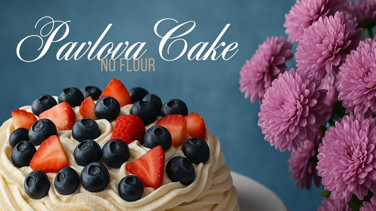 Most fluffy Strawberry Pavlova Cake|NO FLOUR Dessert