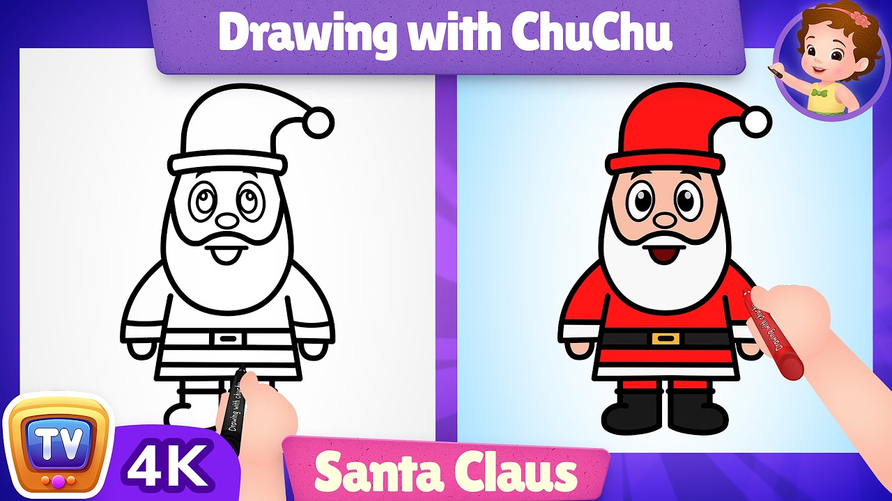 How to Draw Santa Claus, Elf, Reindeer and Christmas Tree -ChuChu TV Drawing for Kids #chuchutv100m