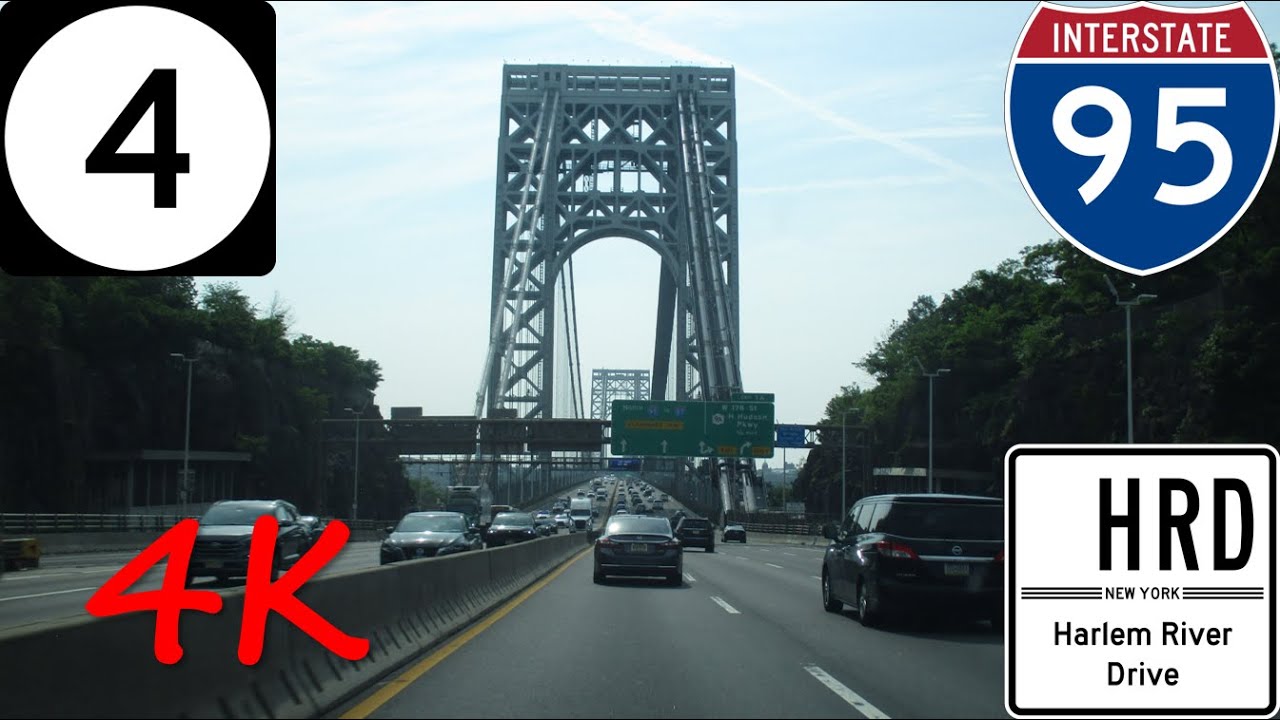 ⁴ᴷ George Washington Bridge (Upper Level) eastbound/inbound (NJ 4 to East Side) [4K VIDEO]