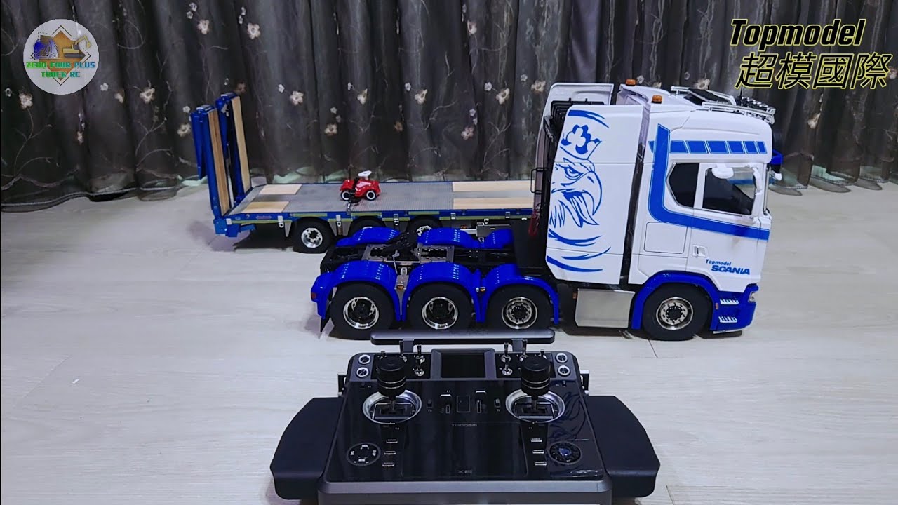 1/14 SCANIA 770S開門版 8x8 拖車頭 & Nooteboom 3軸拖板 完工介紹 超無線2.4G車燈模組 Topmodel 超模國際 非田宮TAMIYA