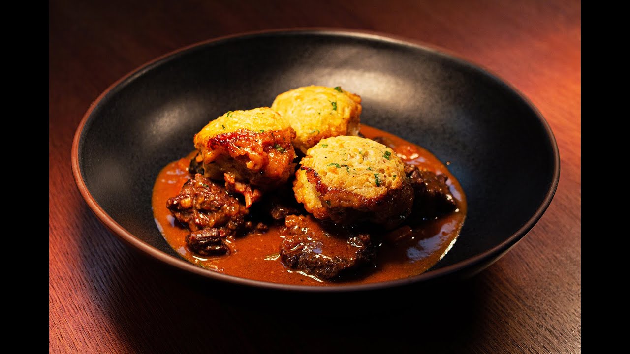 Welsh Beef Ox Cheek Casserole with Welsh Cheddar Dumplings by Tom Simmons