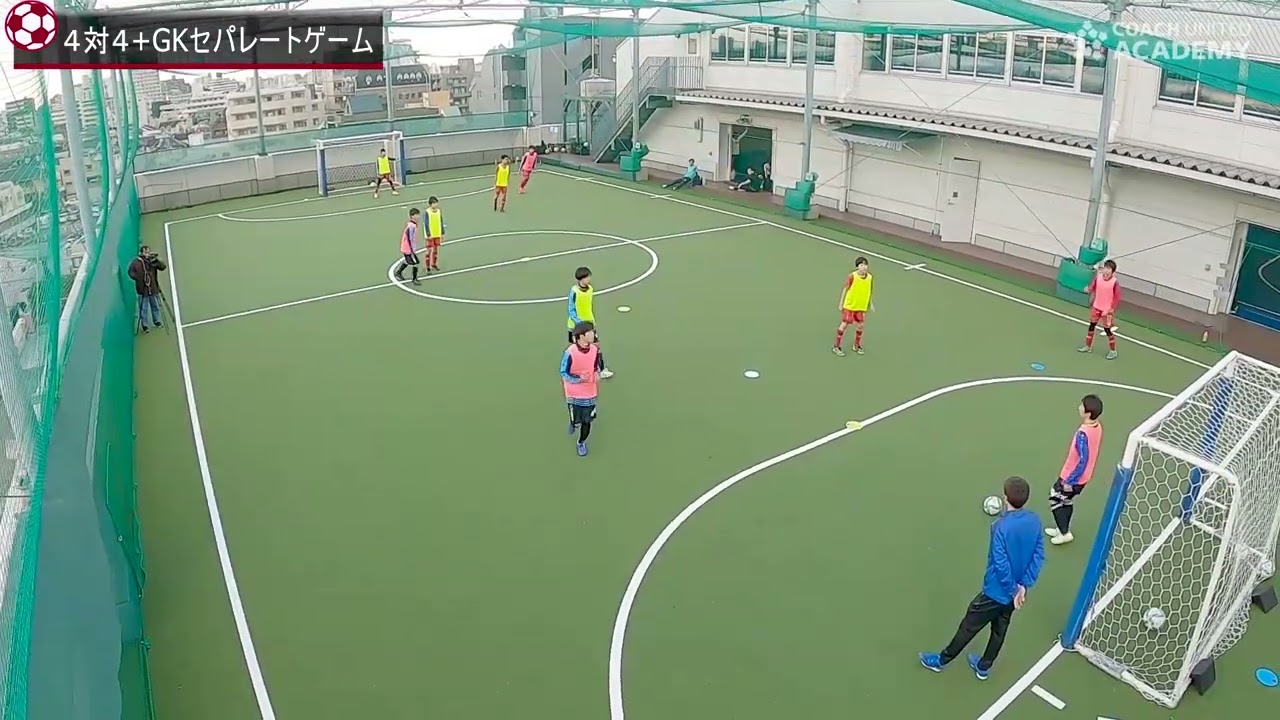 フットサルの戦術を取り入れた３人目の動きを身に付ける練習法／４対４＋GKセパレートゲーム