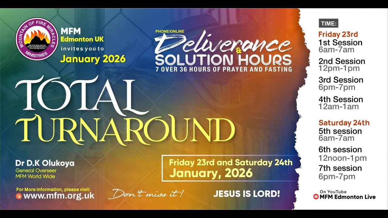 Deliverance & Solution Hour || Session 3  || Friday 23rd January 2026 @ 6pm UK Time