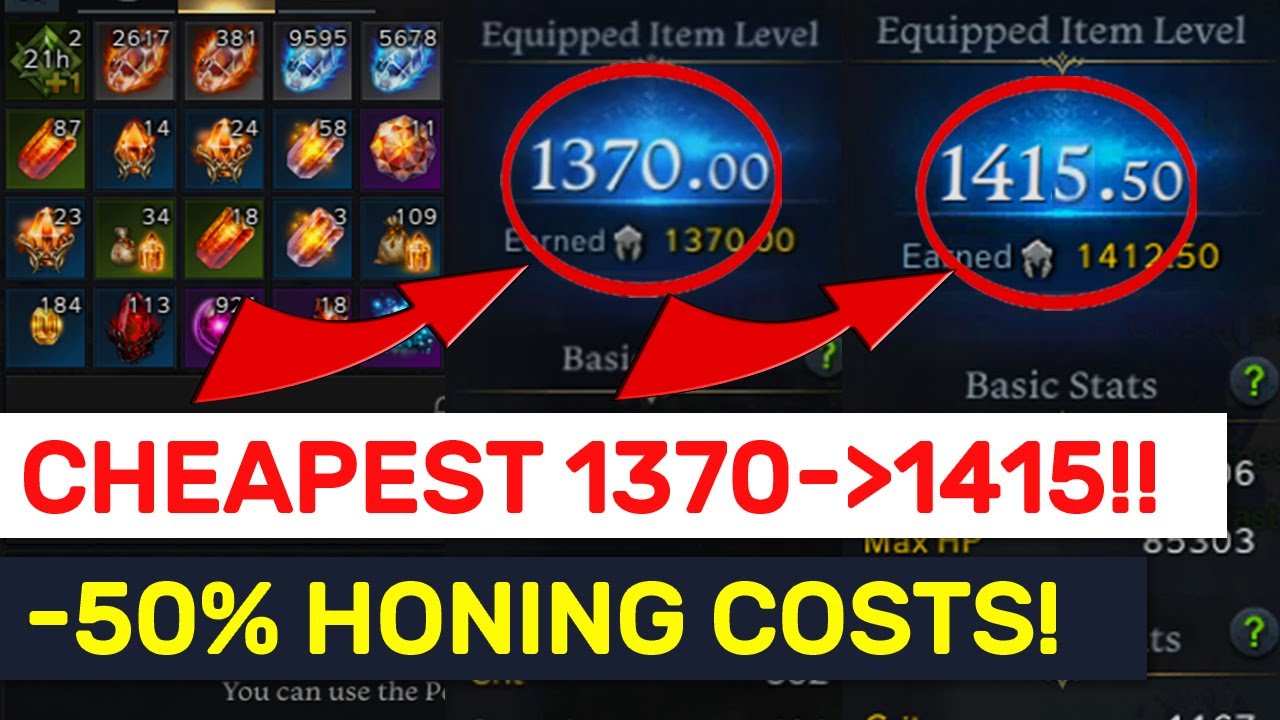 FASTEST & CHEAPEST 1370 To 1415 Honing Methods! NEW Excel & Guides! | Lost Ark