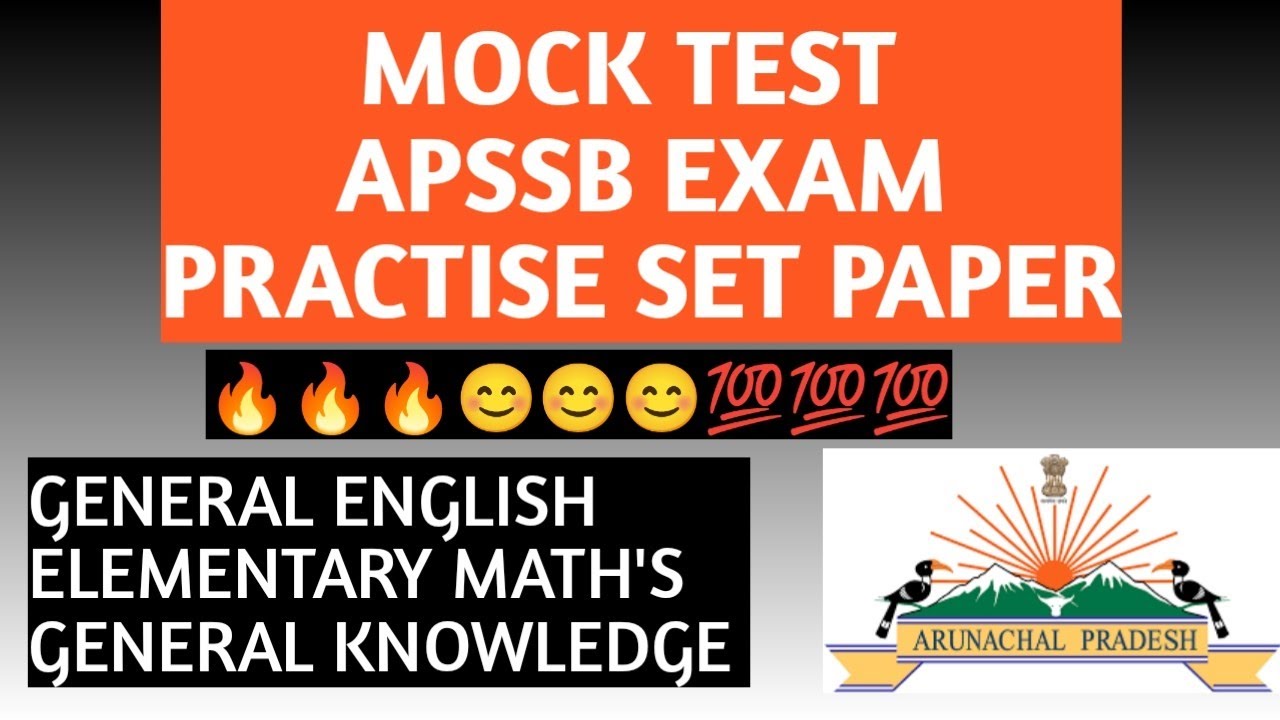 Mock Test Practise Set 👌👌 General English, Elementary Maths, General Knowledge, apssb exam