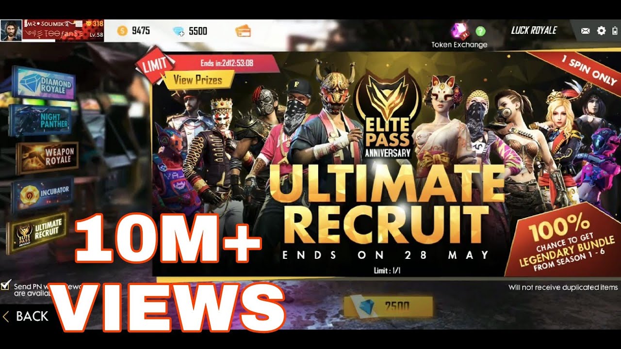 Free Fire  elite pass Spin 2500 Diamond 😍😍..(Got a Hip Hop Bundle)😍😍