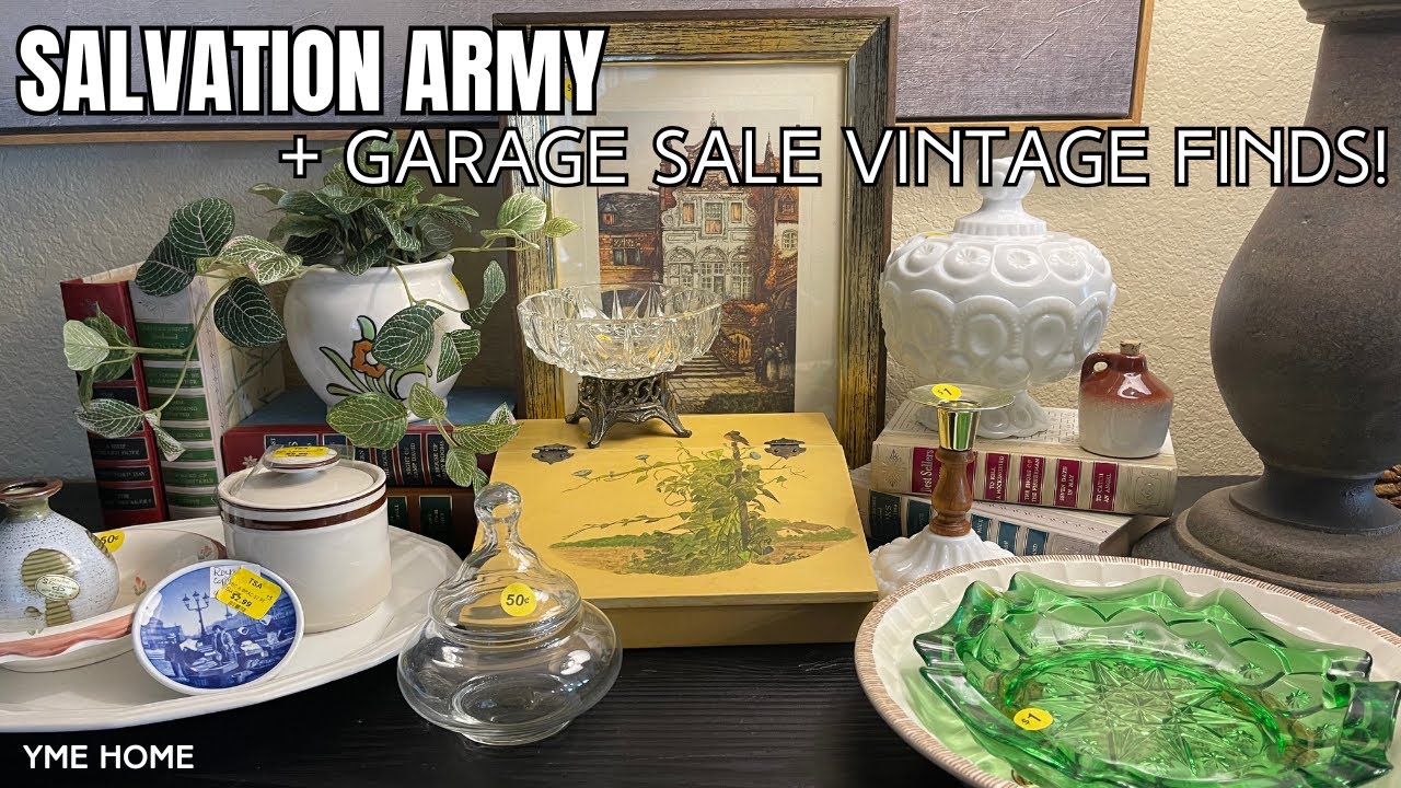 Thrifting at SALVATION ARMY & a GARAGE SALE for VINTAGE Home Decor/ BIG HAUL/ Decorating IDEAS