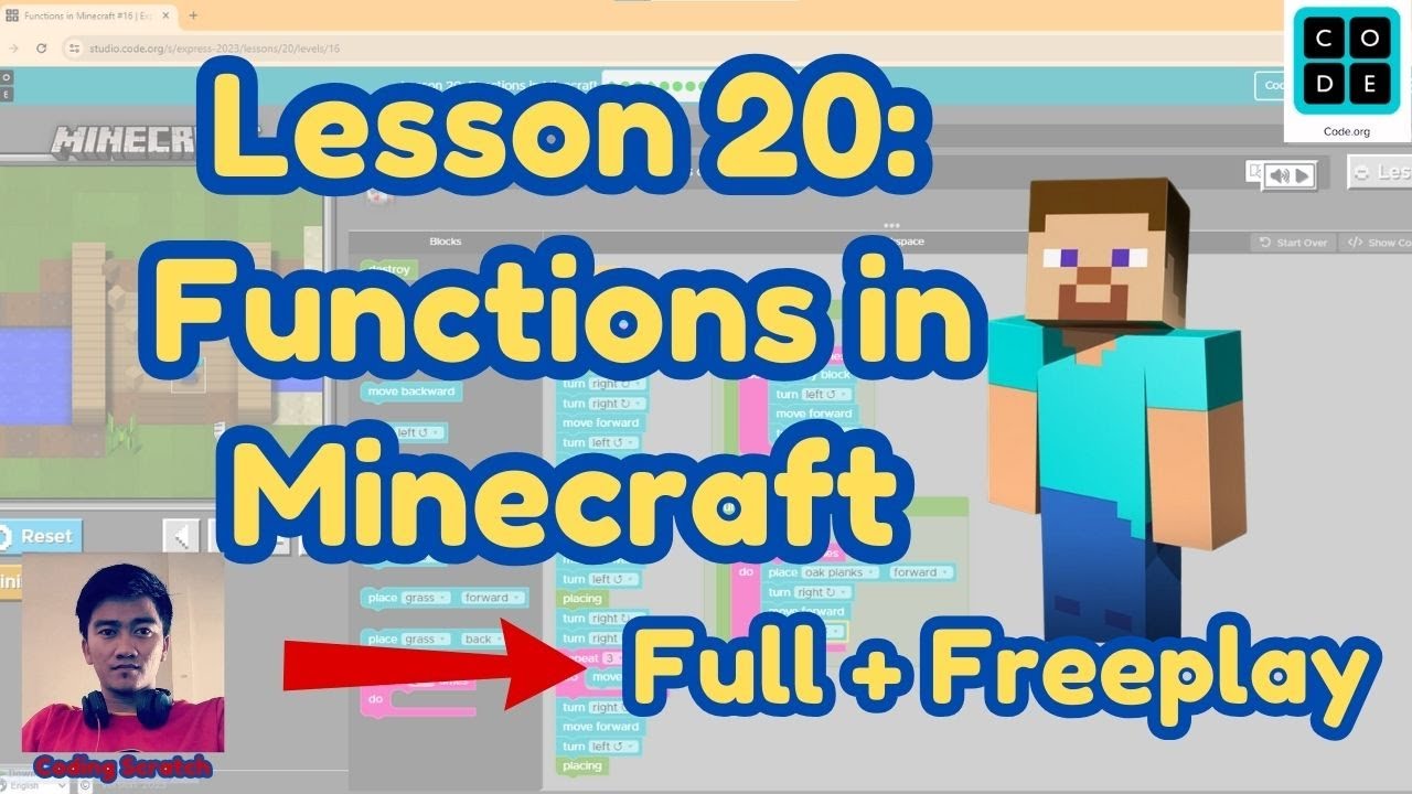 Code.org Lesson 20: Functions in Minecraft | Express Course 2024 | Code.org Answer