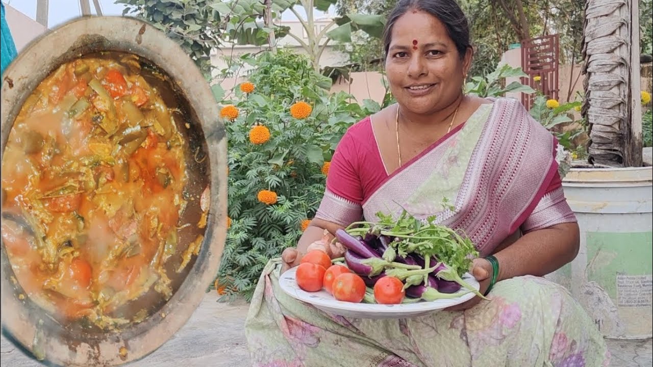 వంకాయ టమాటా కర్రీ | vankaya tomato curry Full video |village cooking and gardening 