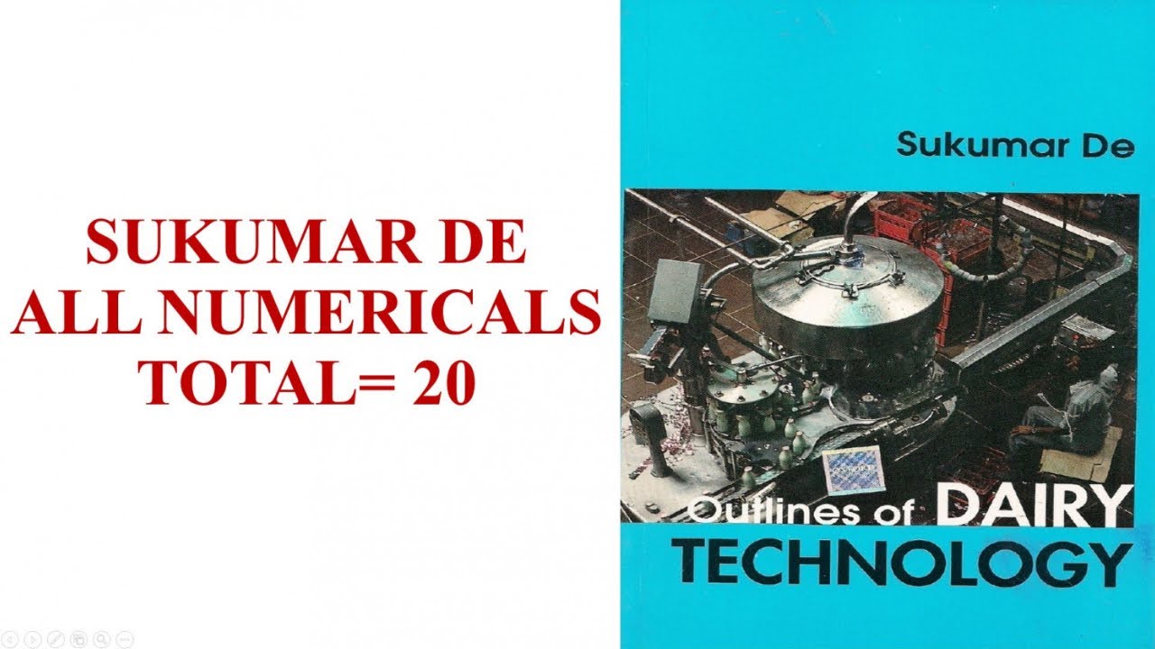 Sukumar De Numericals Solved | Dairy Chemistry Numericals Part-I