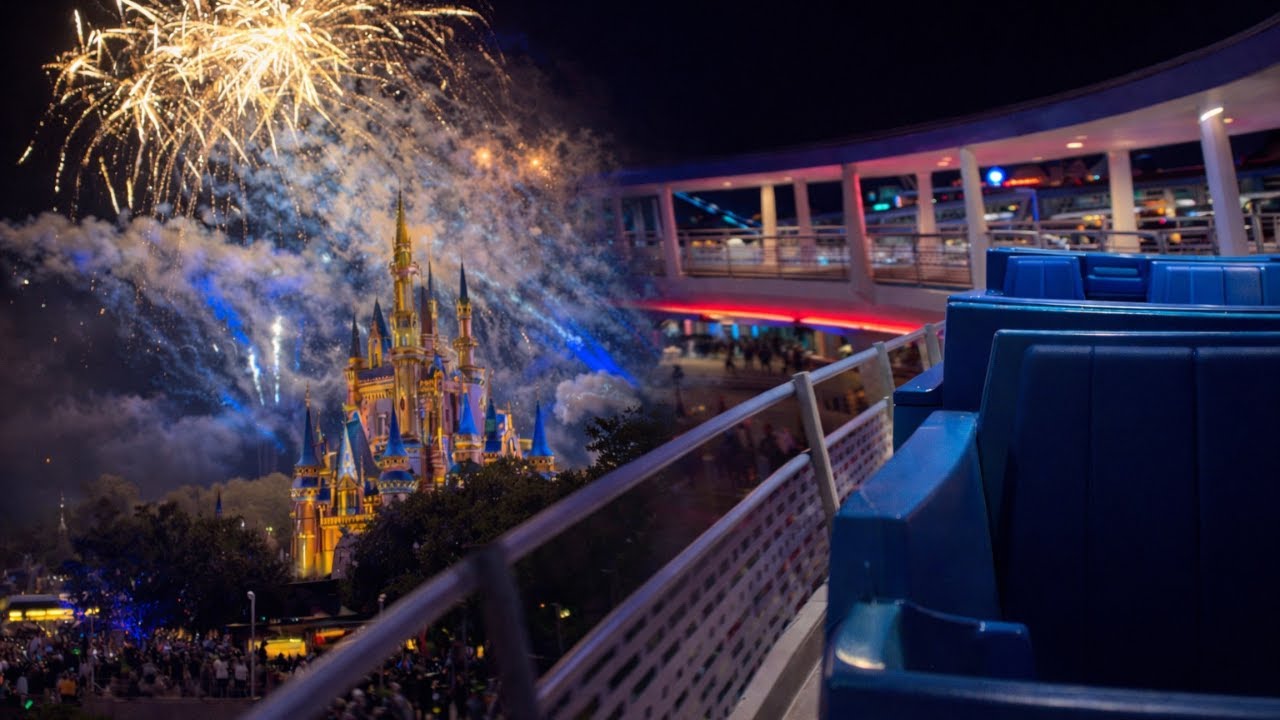 Magic Kingdom Fireworks from the PeopleMover | Full Ride POV