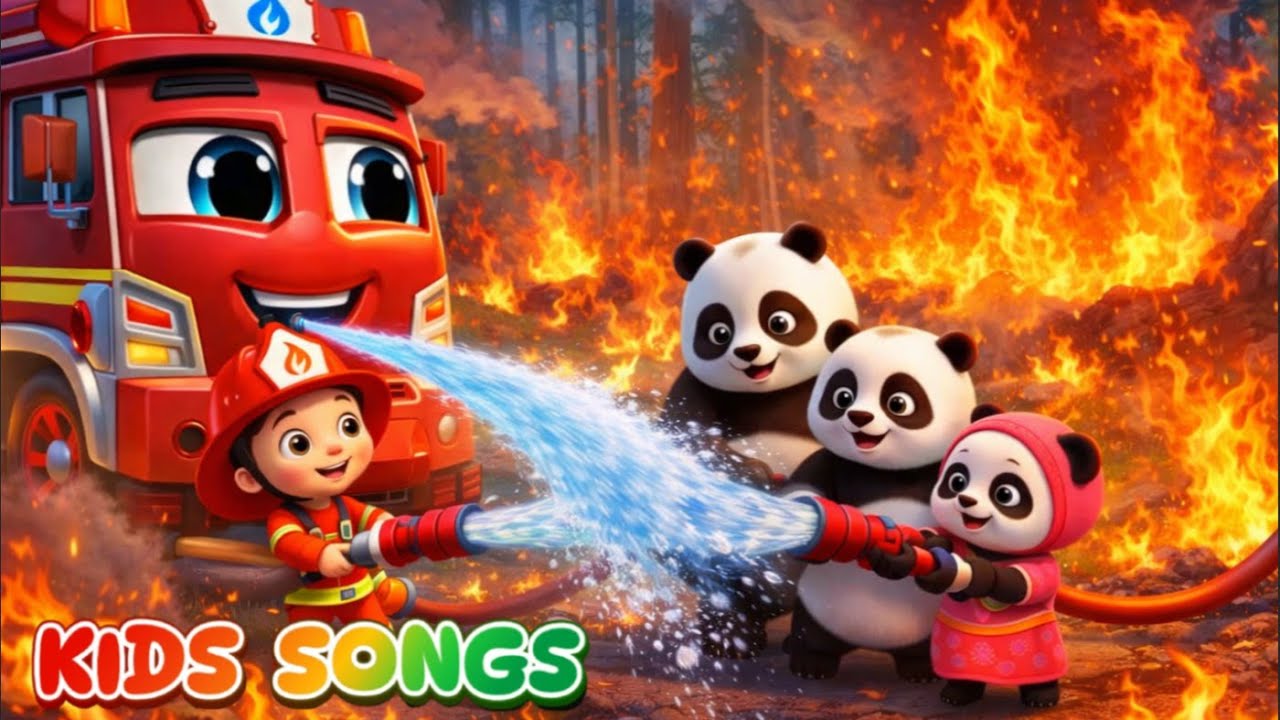 🐼🔥Pandas Put out a Fire With Firefighters🔥 - Kids Songs - Fun and Learning