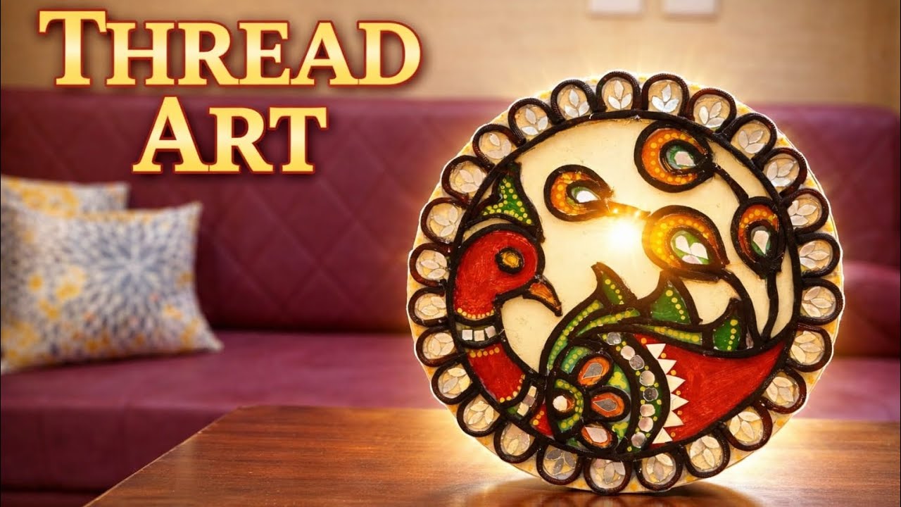 🔥 THREAD ART MAGIC ✨Lippon Art Bhul jaoge.#trending #diycrafts #handmade #homedecor #shorts viral .