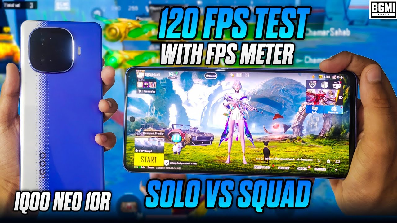 IQOO NEO 10R SOLO VS SQUAD GAMEPLAY🔥IQOO NEO 10R BGMI 120FPS TEST WITH FPS METER 🔥