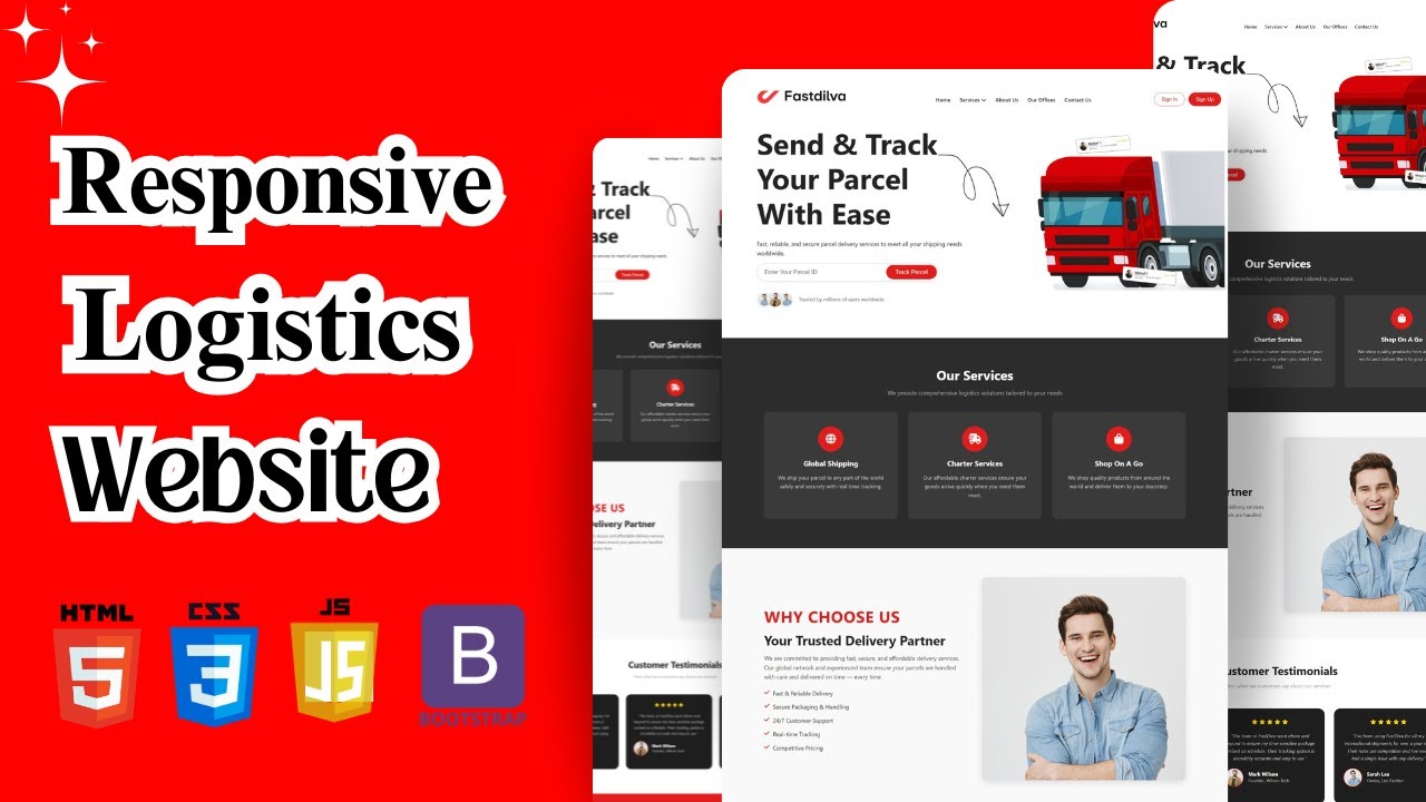 🚚 Logistics Website Design Using HTML, CSS and JavaScript || Free Source Code