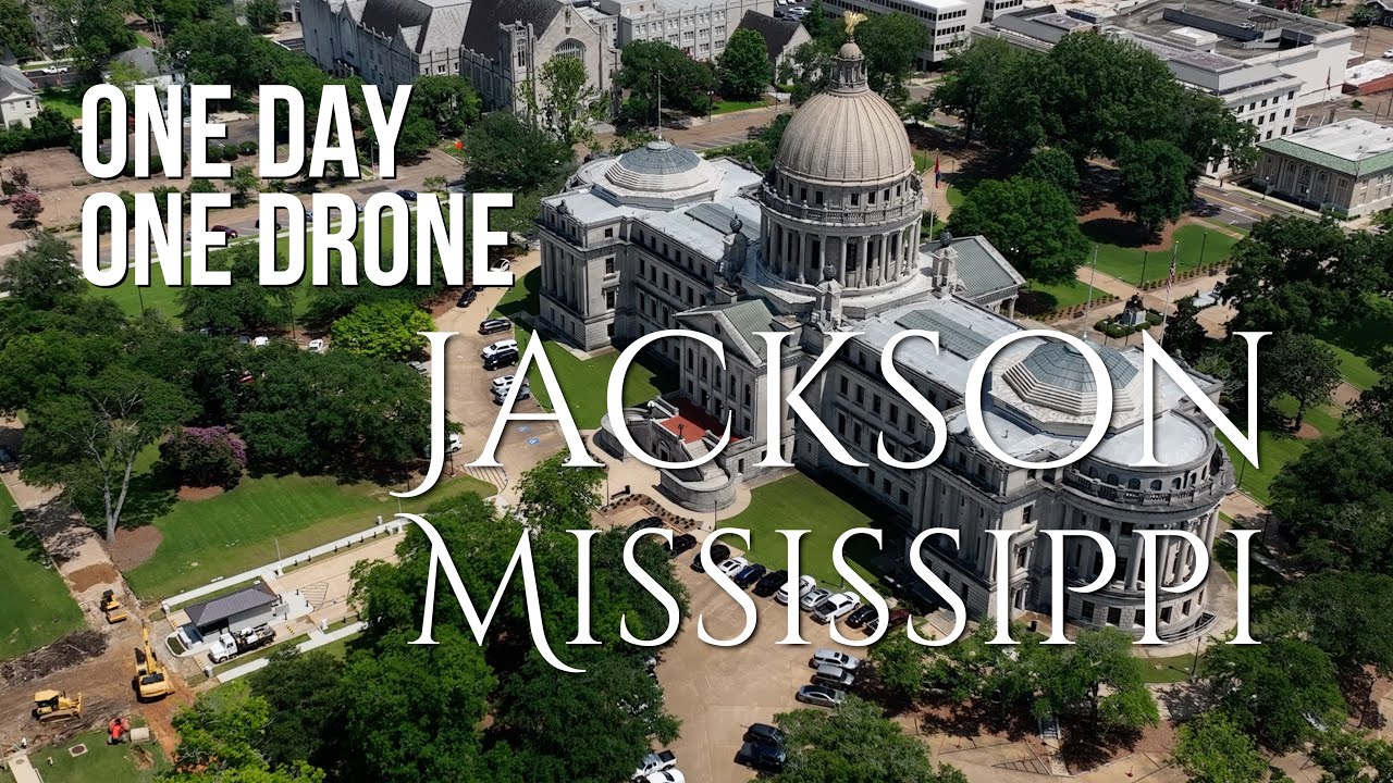 Jackson, Mississippi - drone flying during a heat wave - Crystal Lake, Downtown, Capitol, Railyard