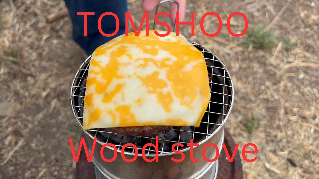 TOMSHOO camping stove | grilling a burger like a boss | TOMSHOO gasifier backpacking stove and grill