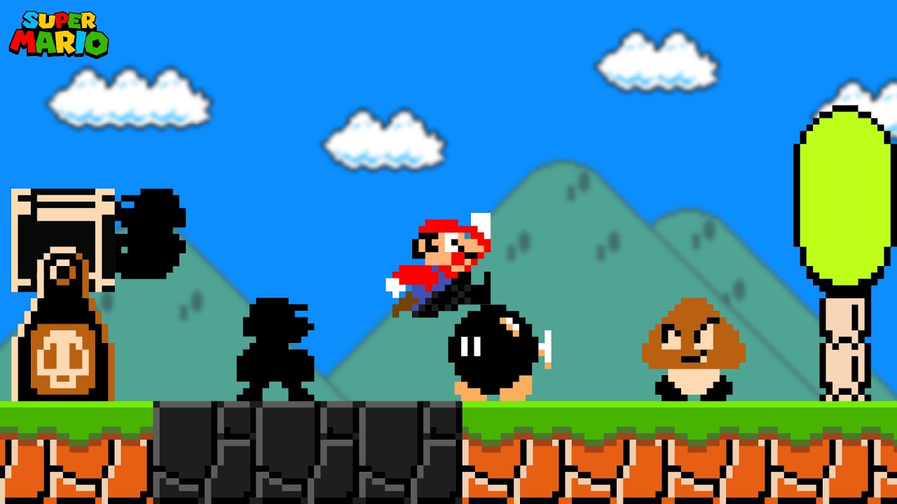 Марио нельзя касаться ЧЕРНОГО цвета в Super Mario Bros!