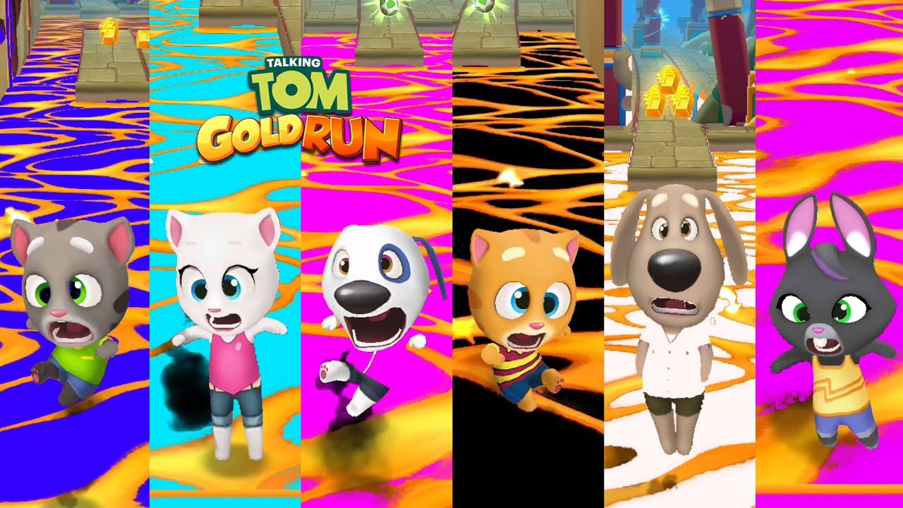 Talking Tom Gold Run All Characters Failed in Strawberry Lava - All Friends Funny Fails and Falls