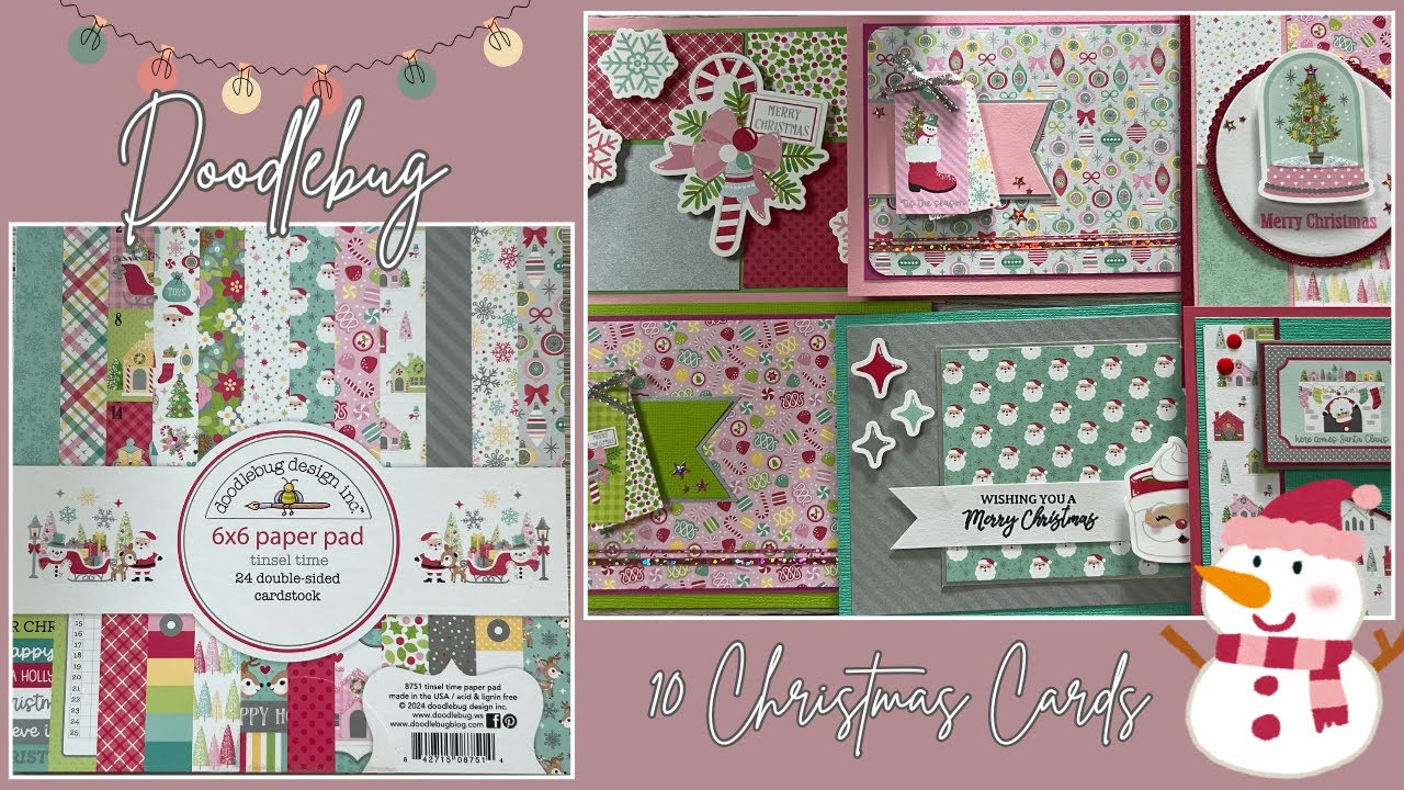 Doodlebug Design❣️ - 10 Christmas Cards - Tinsel Time 🎄