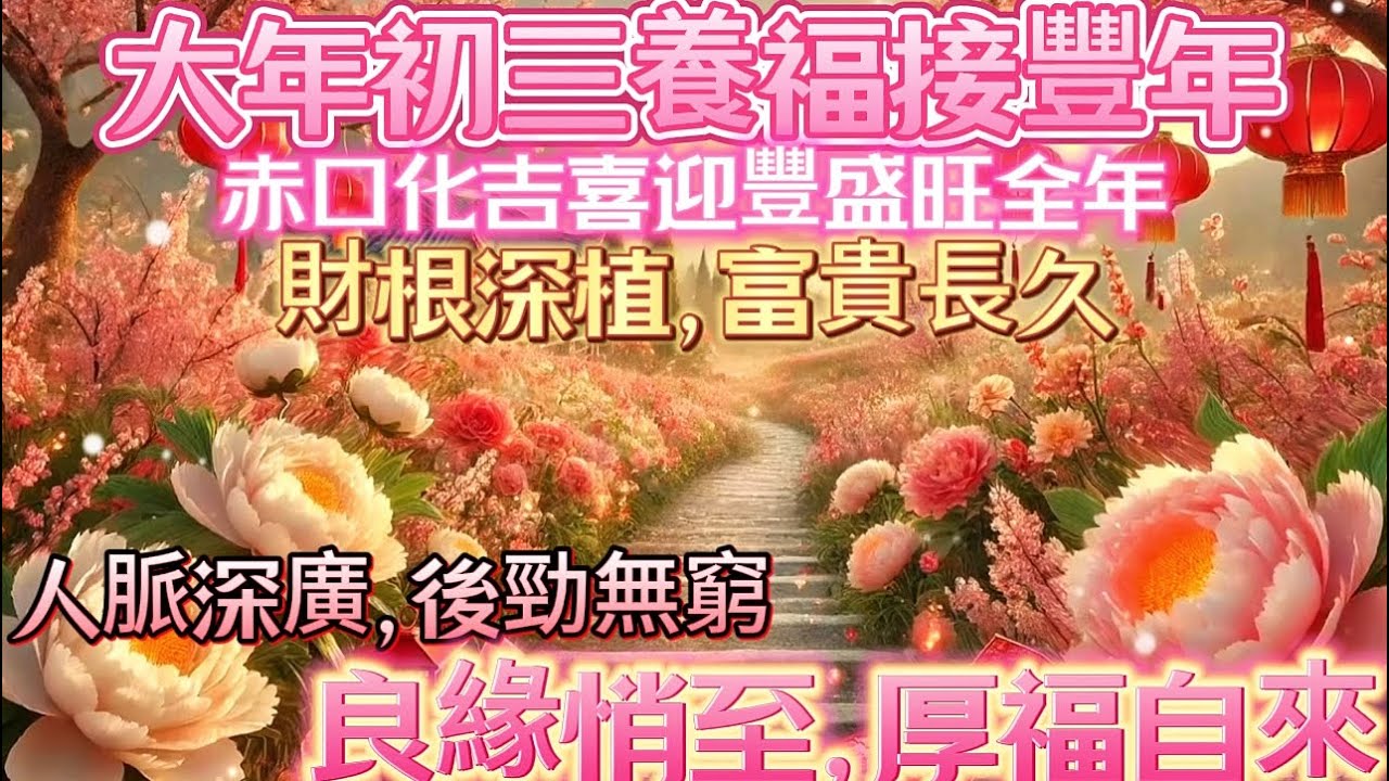 大年初三養福接豐年｜赤口化吉喜迎喜盛旺全年｜財根深植，富貴長久｜人脈深廣，後勁無窮｜良緣相至，厚福自來｜吸引力法則調頻能量音樂