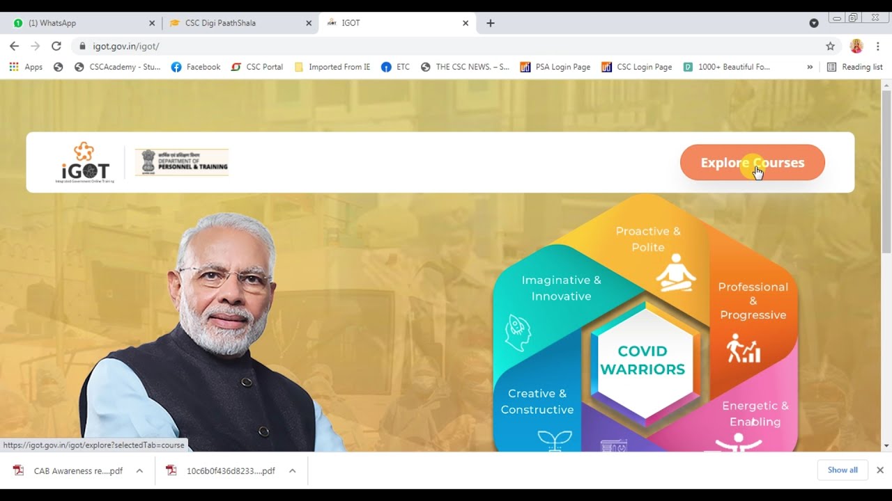 CSC COVID AWARENESS PROGRAMME (CAB) FOR VLE (PAYPAL) HINDI