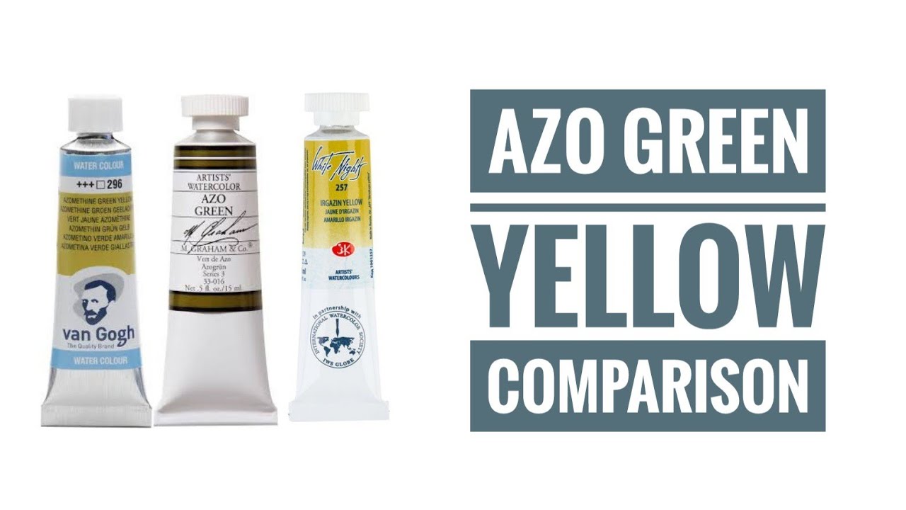 Azo Green Yellow PY129 Watercolor Comparison - M.Graham - White Nights - Van Gogh
