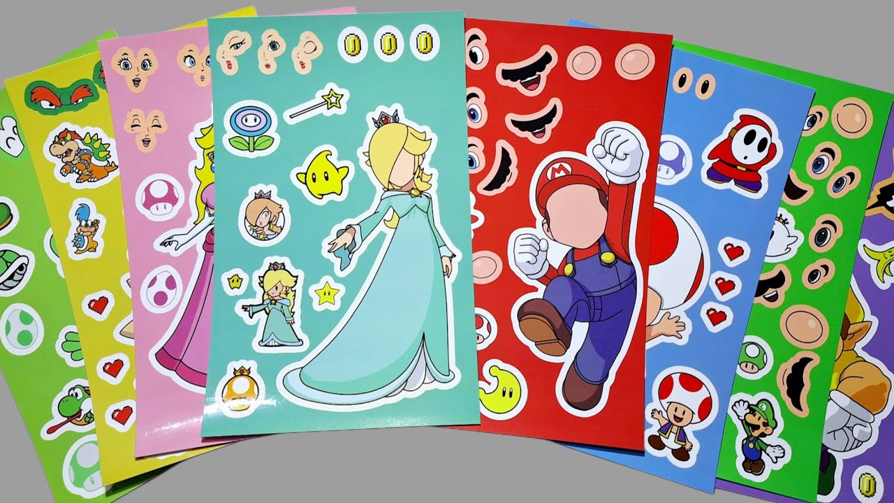 😂Paper DIY Sticker ASMR | DIY Silly Face Stickers with Mario, Luigi, Toad, Bowser & Peach!