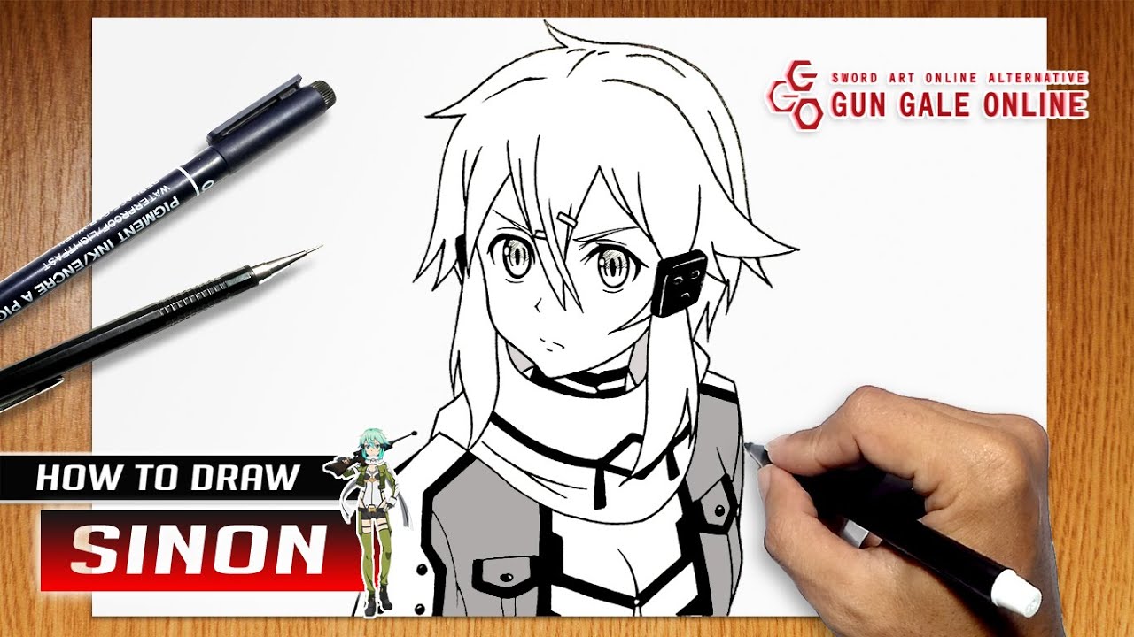 How to draw Sinon from Sword Art Online