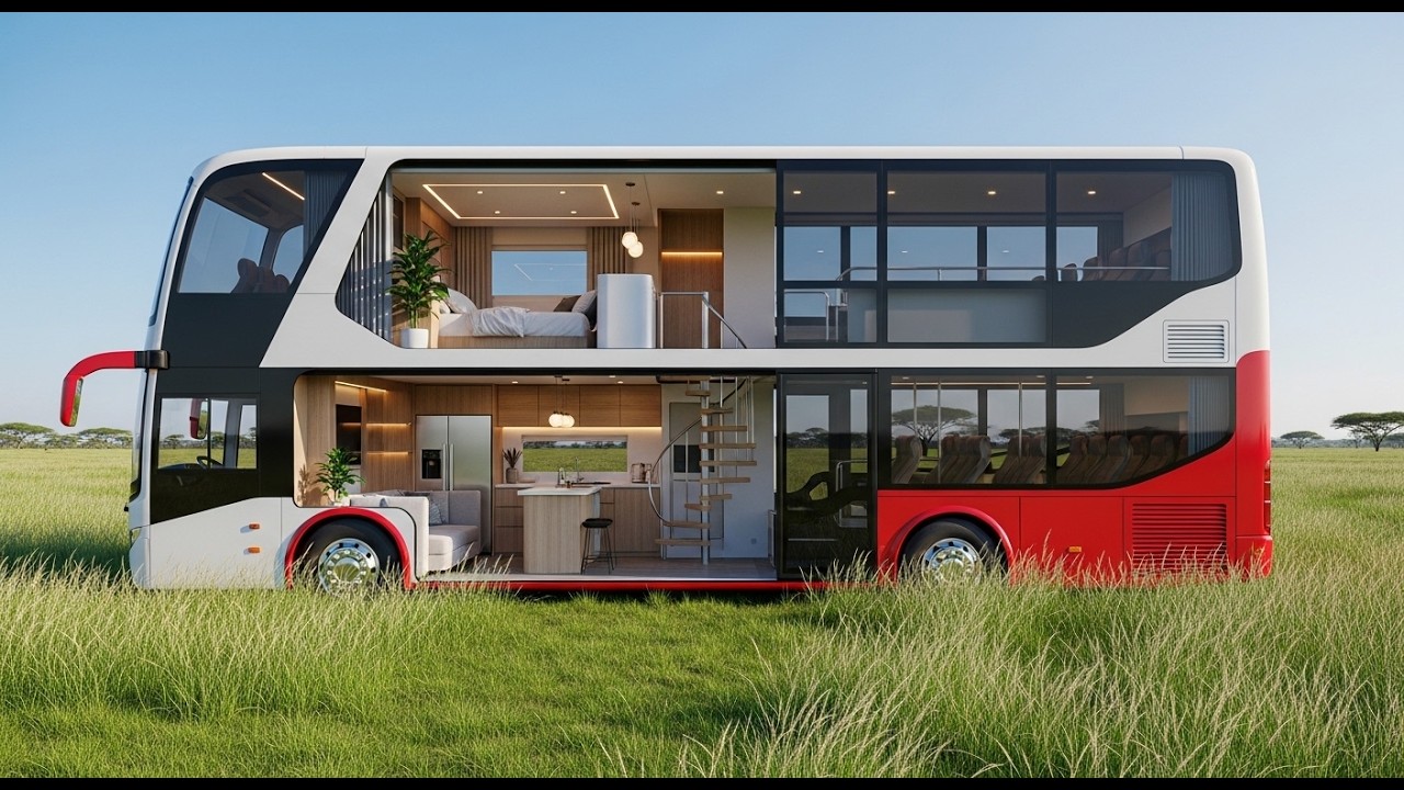 Abandoned Double-Decker Bus to 2-Story Luxury Motorhome Cabin | Ultimate Full Build ASMR