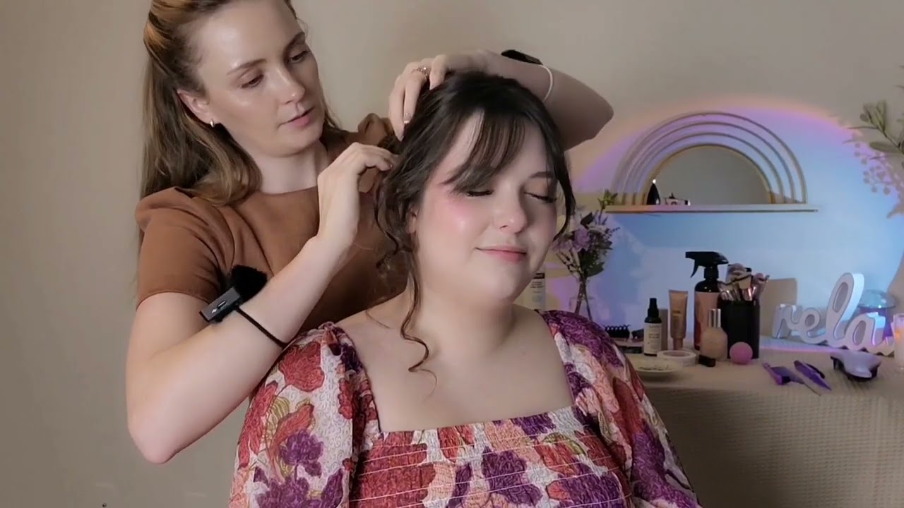 ASMR Perfectionist Curly Hairplay & Updo | Brushing, Mini Combing, Perfecting + Makeup Application💄