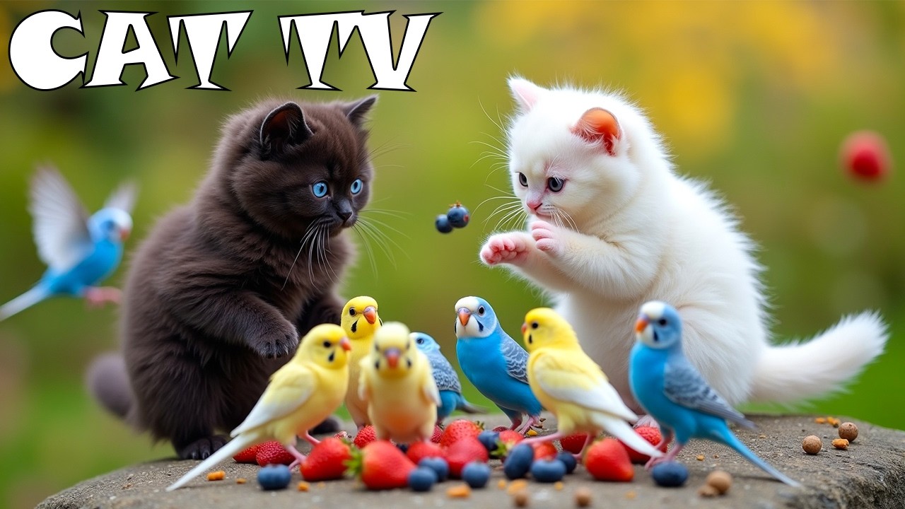 (NO ADS) TV FOR PETS🐶😸 Cheeky Birds Starting a Backyard Festival🐦🎉 Keep Your Cats & Dogs Entertained