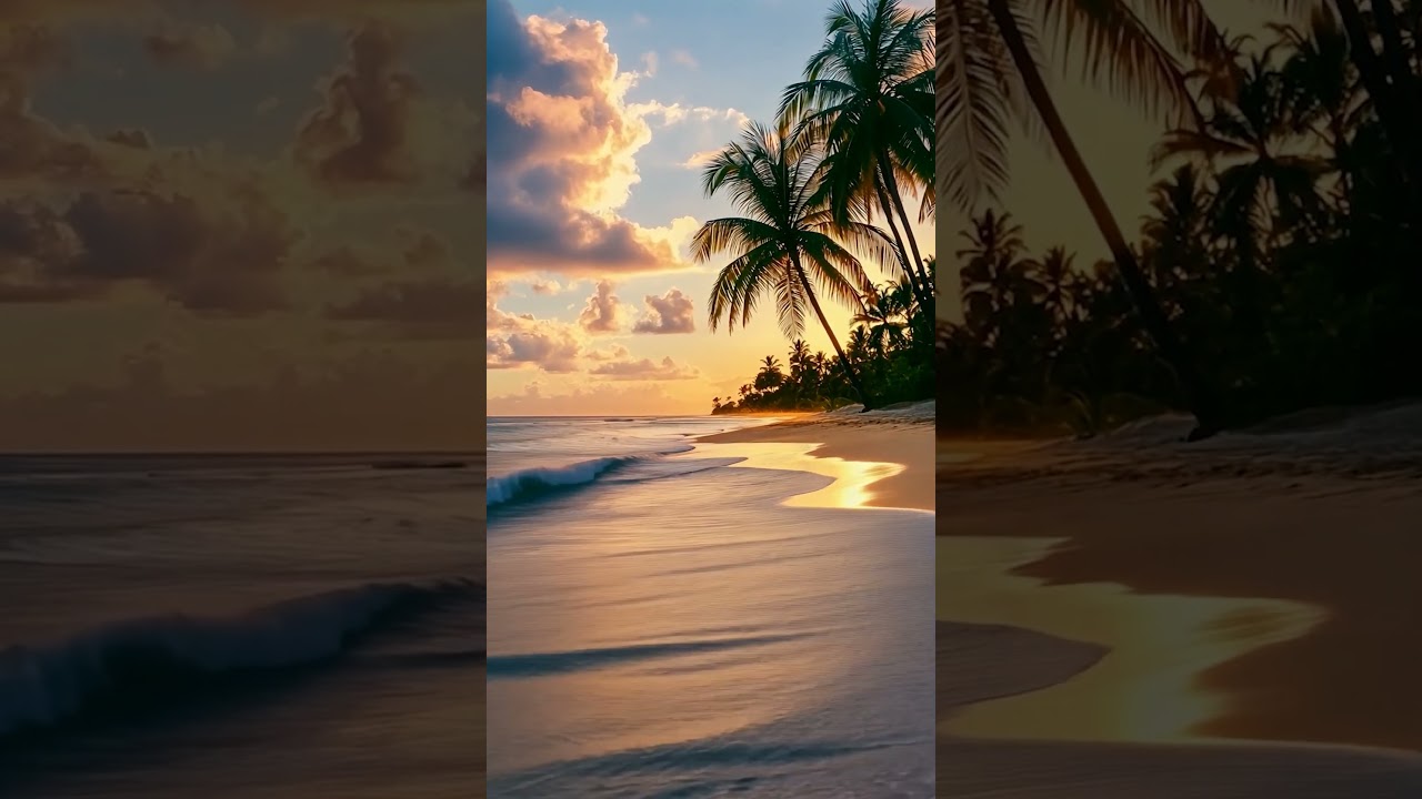 Copyright Free 4K Tropical Beach Sunset with Palm Trees | Nature Relaxation  #mobilewallpaper