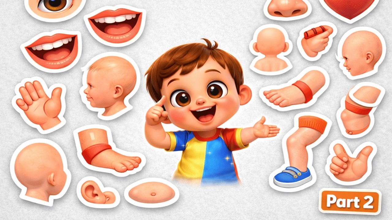 Baby Body Parts Song Part 2 | Head Shoulders Knees Toes | Learn Body Parts for Kids & Toddlers