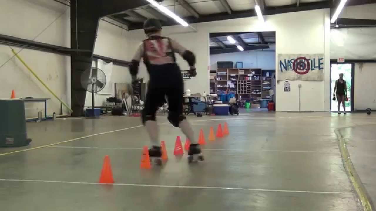 Roller derby blocking - rolling coverage cone drill