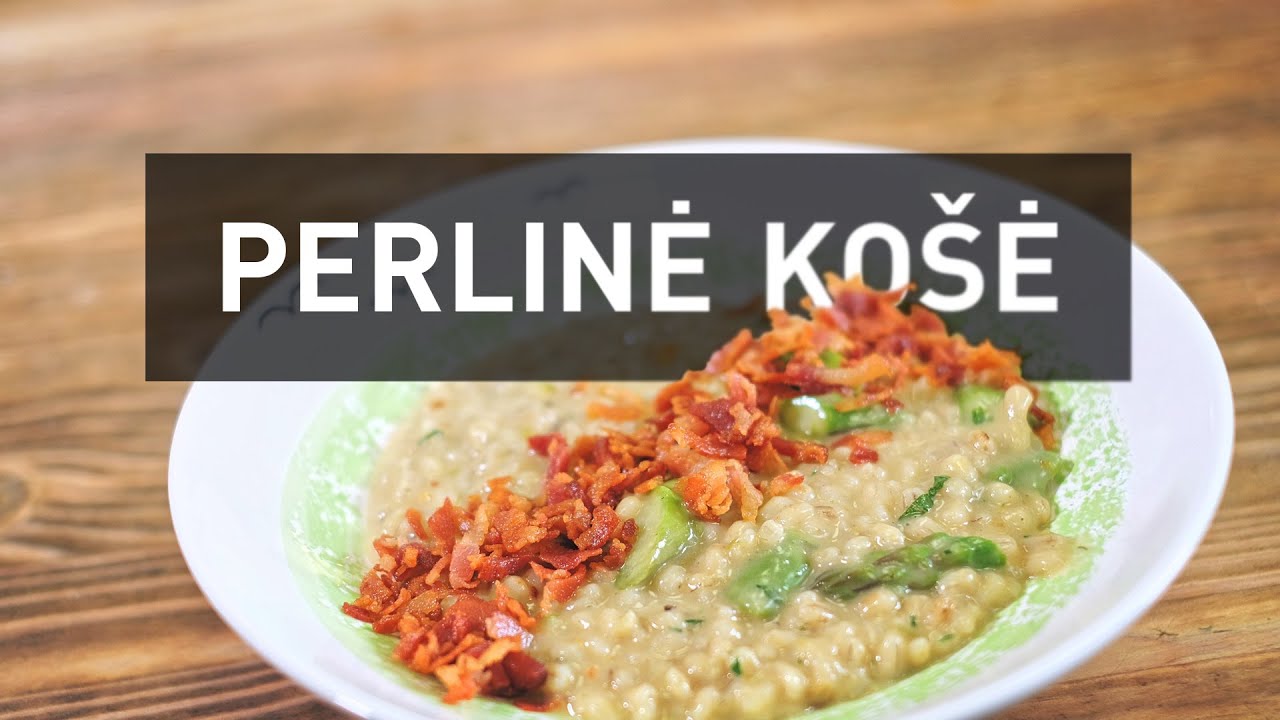 Perlinių kruopų košė su šonine ir šparagais