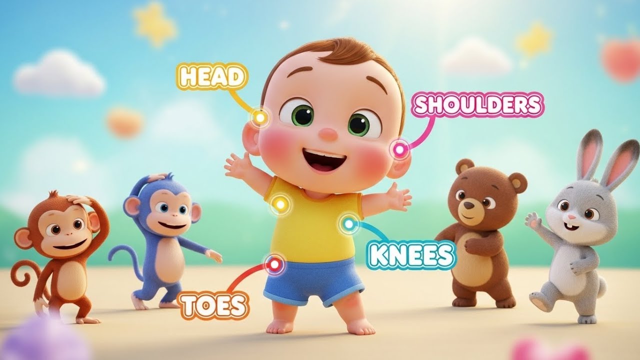 Head, Shoulders, Knees and Toes Nursery Rhyme | Baby Giggles TV