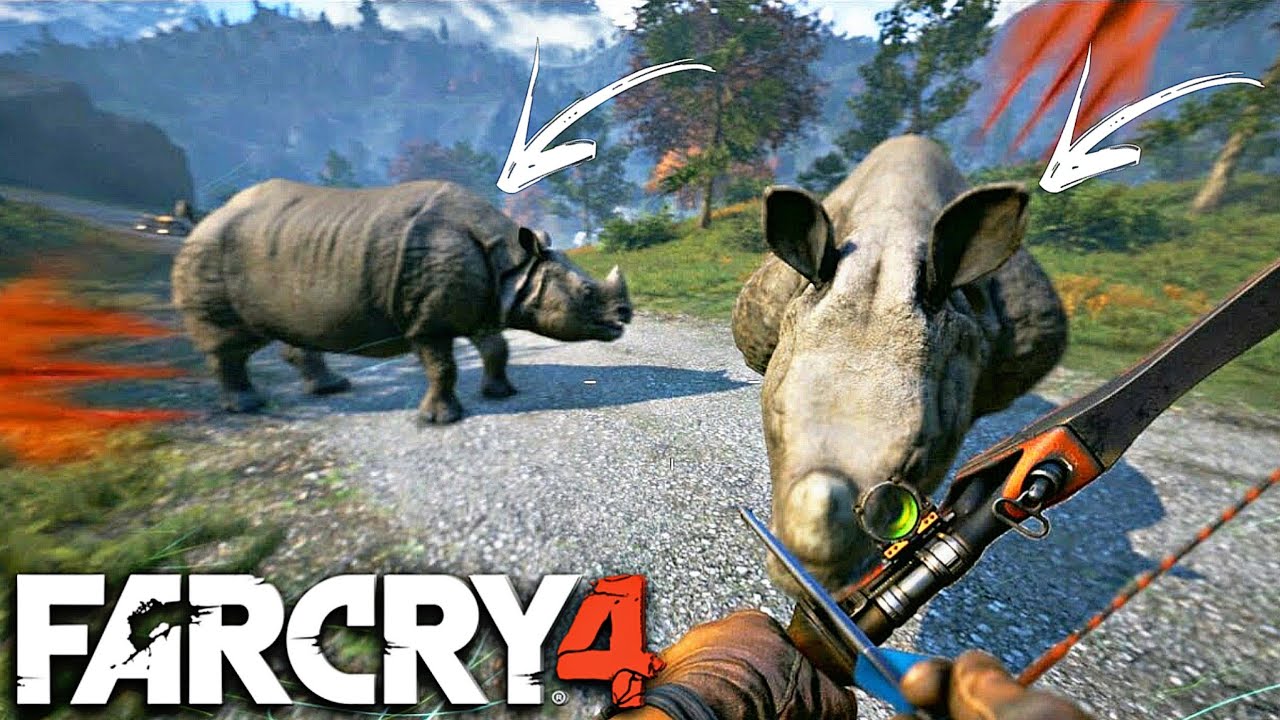 FAR CRY 4 ONLINE: CAÇANDO 4 RINOCERONTES NA FLECHA e o KARKADANN, O RINOCERONTE RARO! - 10