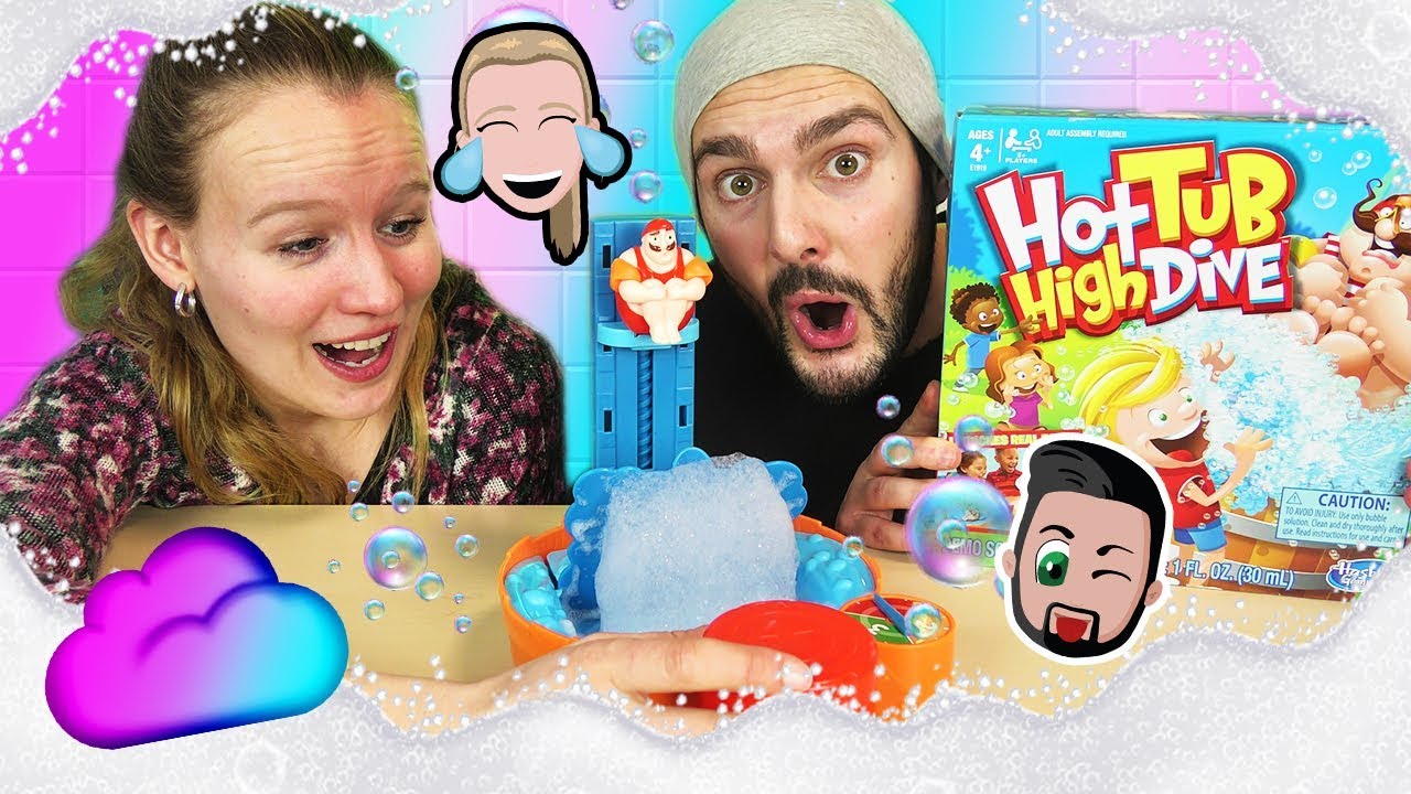 HEIßER SCHAUM-POOL MIT KAAN + KATHI! Hot Tub High Dive Challenge Hasbro - Willy fällt ins Schaumbad
