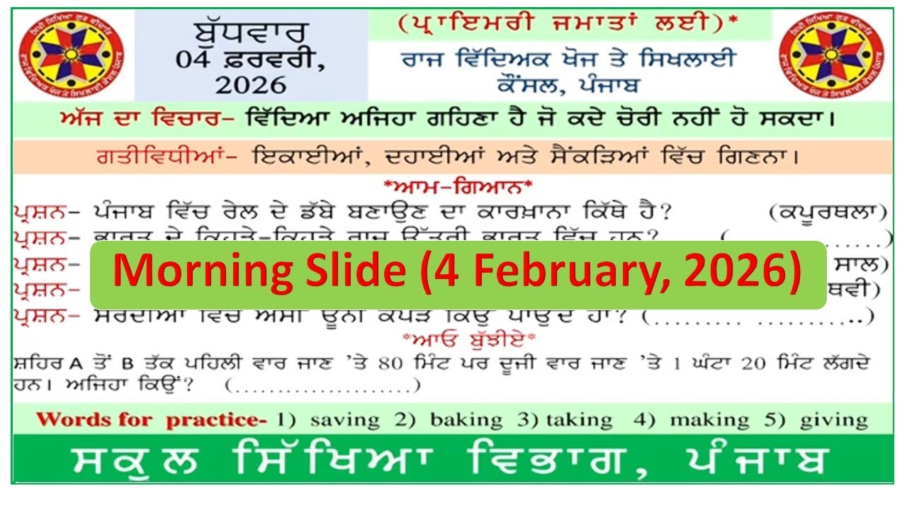 Morning slide 04 February 2026। gk morning slide l morning slide। morning slide gk