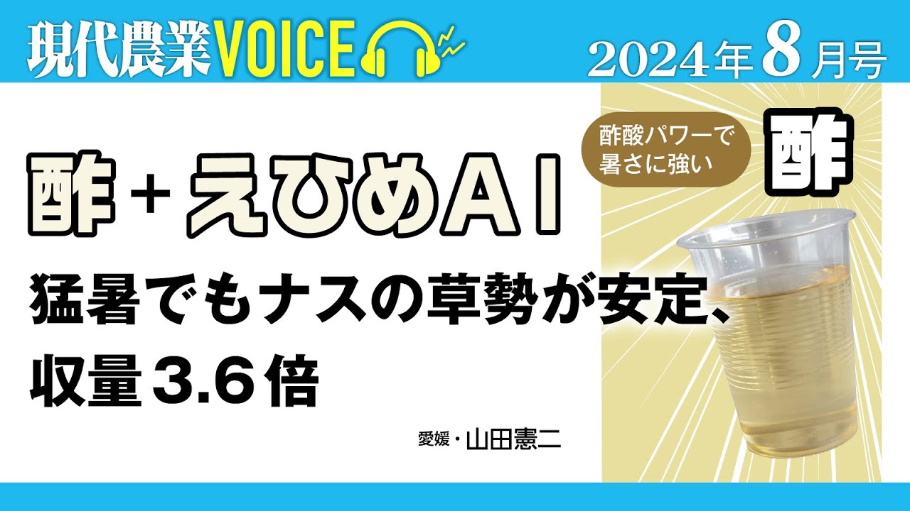 【特集】酢＋えひめAI 猛暑でもナスの草勢が安定、収量3.6倍【現代農業VOICE】