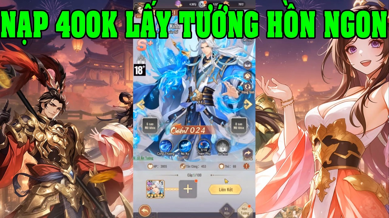 Samkok Tam Quốc Ngày 8 Nạp 400K Lấy Tướng Hồn Quá Ngon Luôn 4 Tướng Hồn Đầu Tiên Của Game